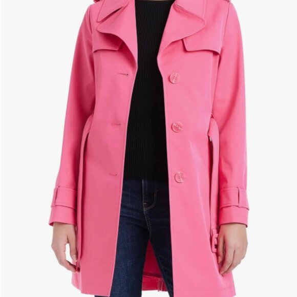 kate spade Single-Breasted Pleated Back Trench rain Coat jacket pink size xxl - Picture 4 of 15